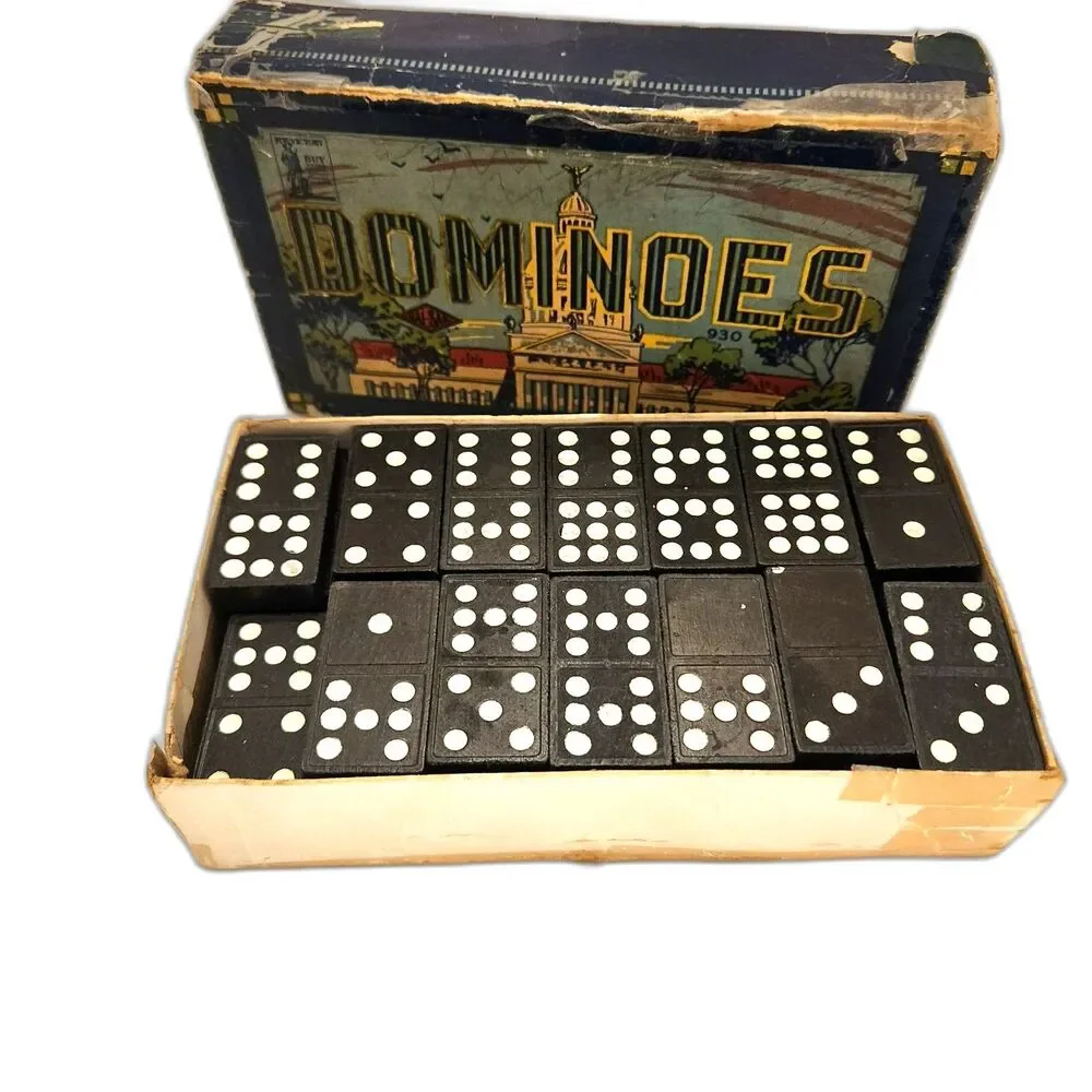 Vintage Halsam #930 United States US Capitol Double Nine Dominoes Original Box